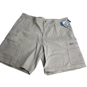 Columbia Men North Creek Cargo Shorts Kaki Chino Beige Flat Front 42 New NWT